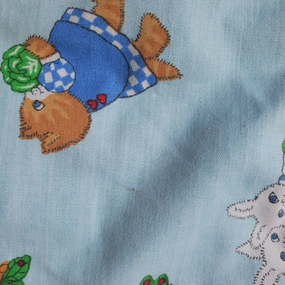 Vintage 90s‎ Baby Bib Blue Quilted Bunny Rabbit Pocket & Stuffed Toy